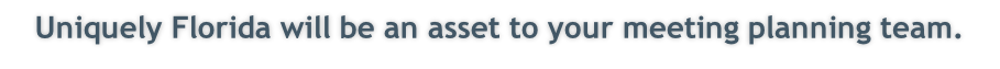 Uniquely Florida will be an asset to your meeting planning team.  
